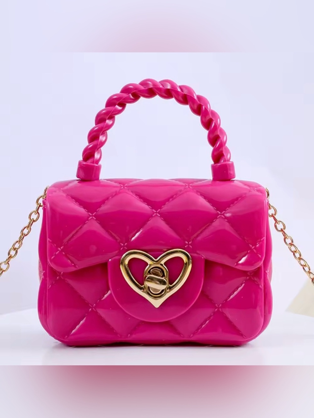 Fashion Kids PU Leather Crossbody Bags Girls Heart Shoulder Jelly Bag Kids Hbag
